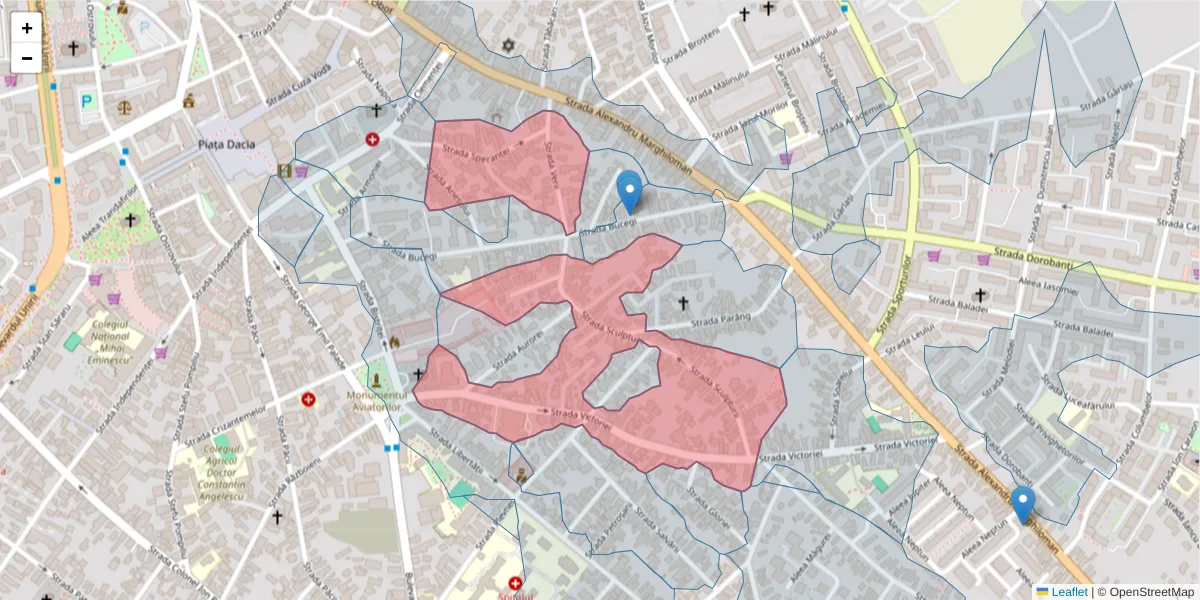 Hartă a codului poștal  și a codurilor poștale învecinate