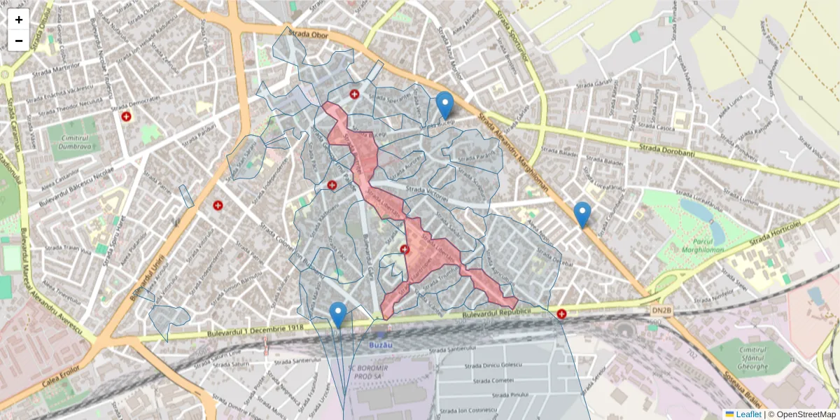 Hartă a codului poștal  și a codurilor poștale învecinate