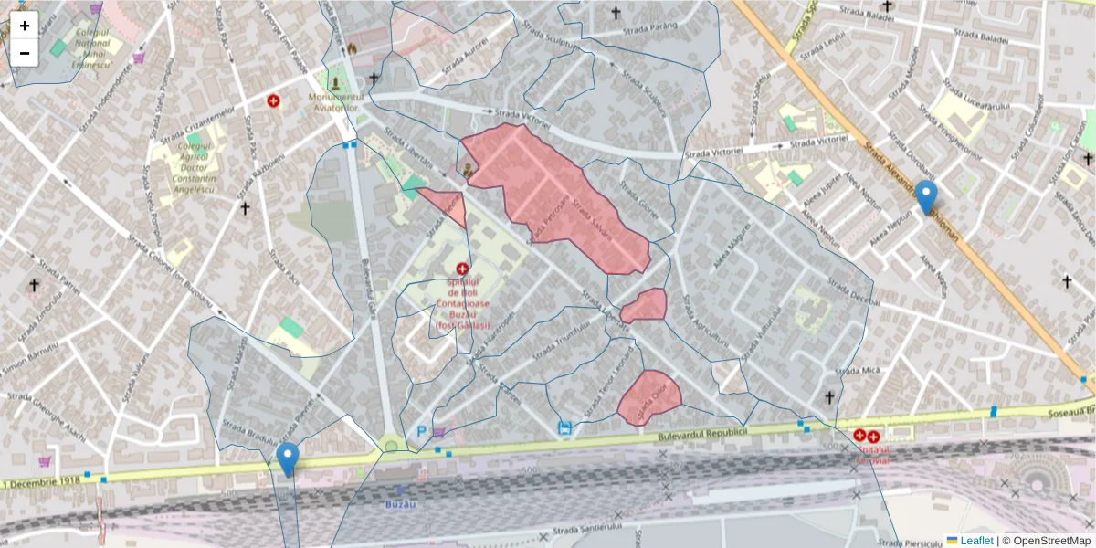 Hartă a codului poștal  și a codurilor poștale învecinate