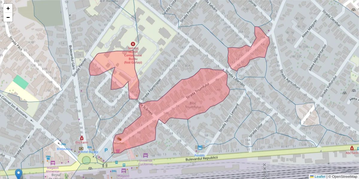 Hartă a codului poștal  și a codurilor poștale învecinate