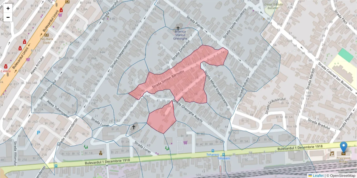 Hartă a codului poștal  și a codurilor poștale învecinate