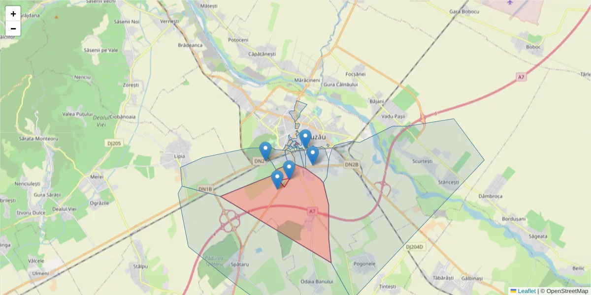 Hartă a codului poștal  și a codurilor poștale învecinate