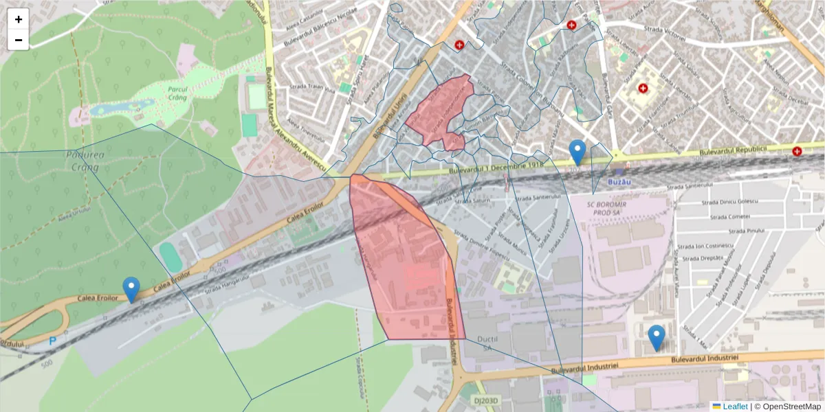 Hartă a codului poștal  și a codurilor poștale învecinate