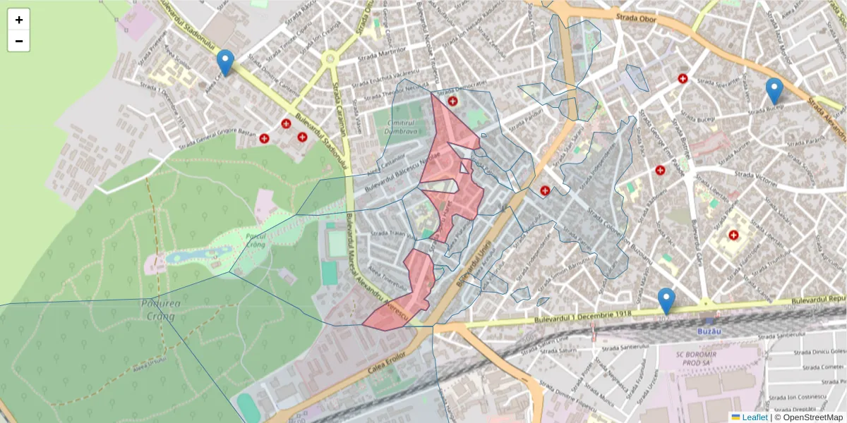 Hartă a codului poștal  și a codurilor poștale învecinate