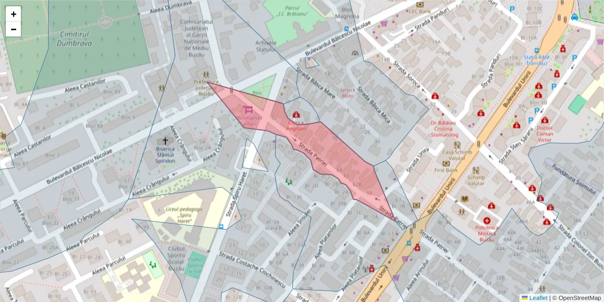 Hartă a codului poștal  și a codurilor poștale învecinate