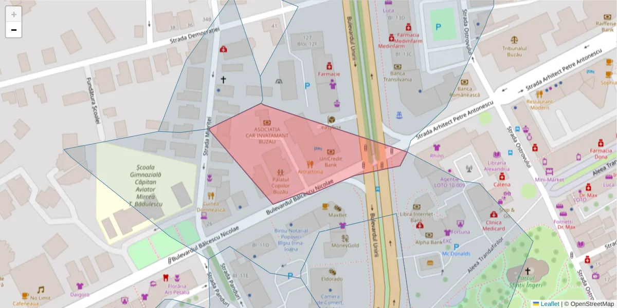Hartă a codului poștal  și a codurilor poștale învecinate