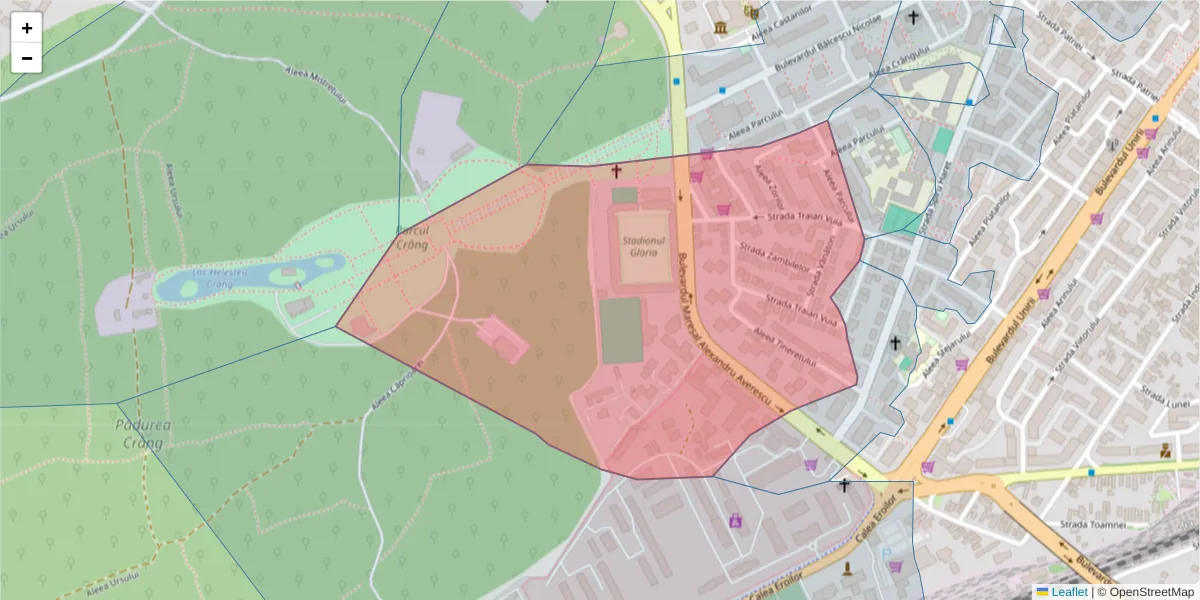 Hartă a codului poștal  și a codurilor poștale învecinate