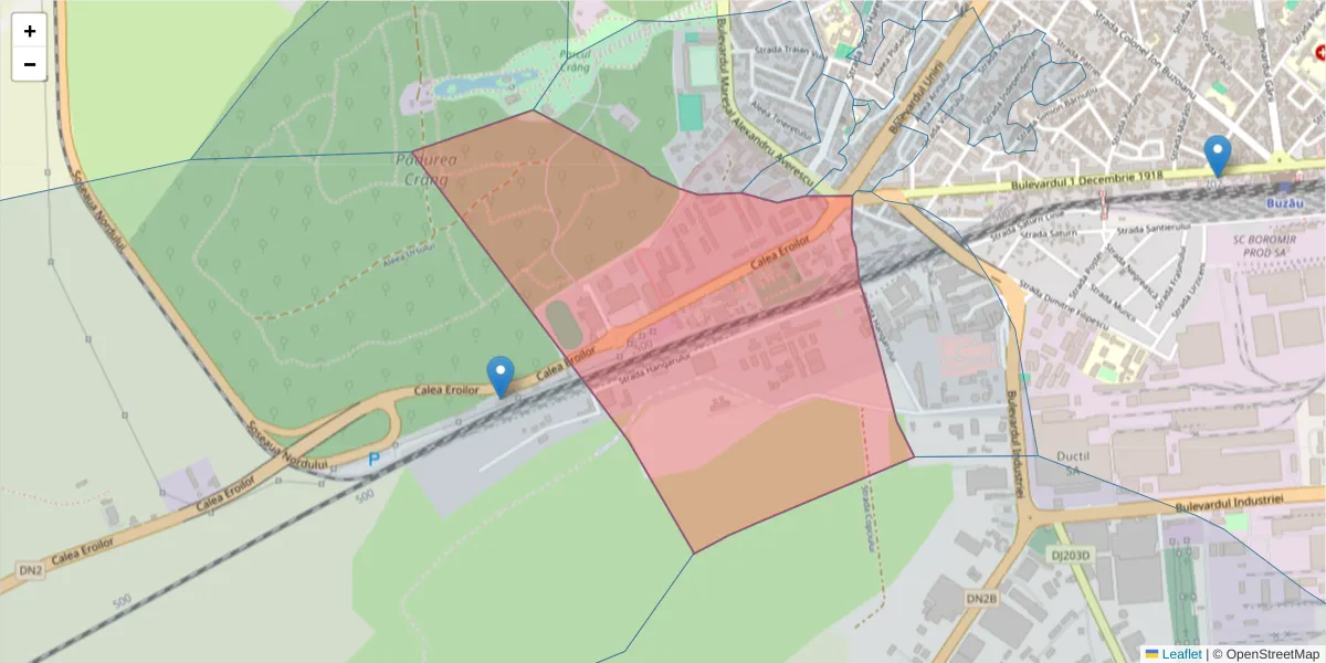 Hartă a codului poștal  și a codurilor poștale învecinate