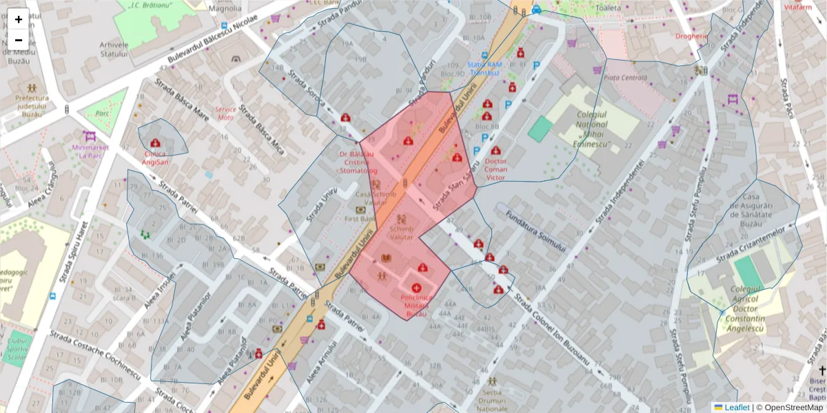 Hartă a codului poștal  și a codurilor poștale învecinate