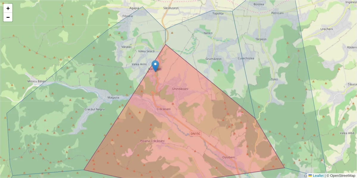 Hartă a codului poștal  și a codurilor poștale învecinate