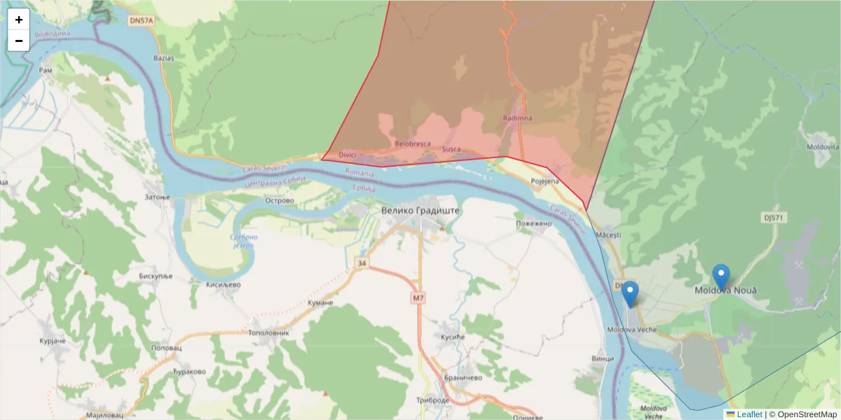 Hartă a codului poștal  și a codurilor poștale învecinate