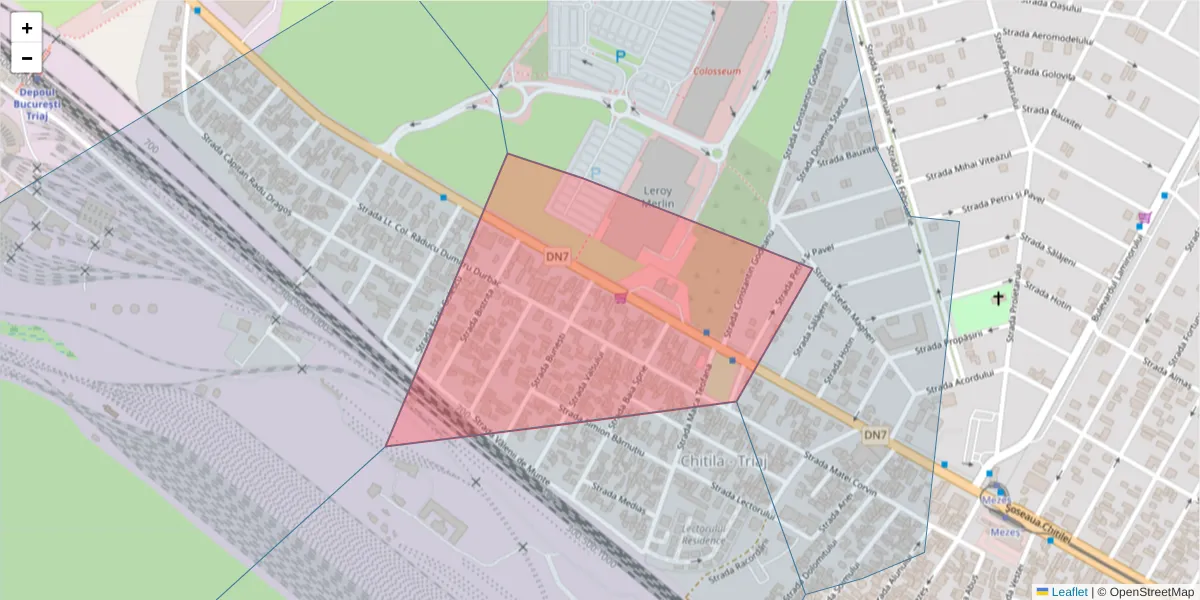 Hartă a codului poștal  și a codurilor poștale învecinate