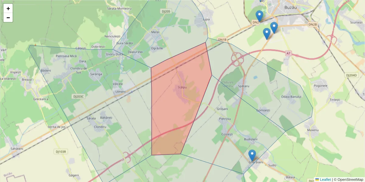 Hartă a codului poștal  și a codurilor poștale învecinate