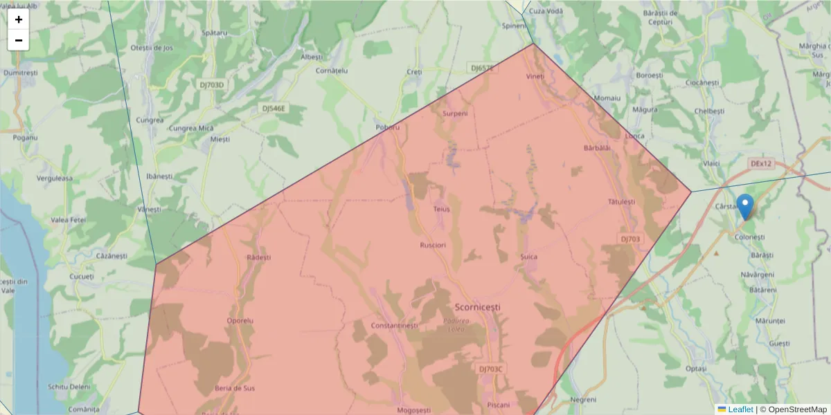 Hartă a codului poștal  și a codurilor poștale învecinate