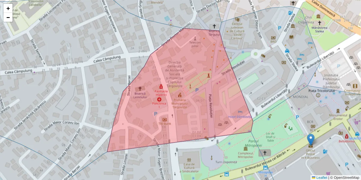 Hartă a codului poștal  și a codurilor poștale învecinate