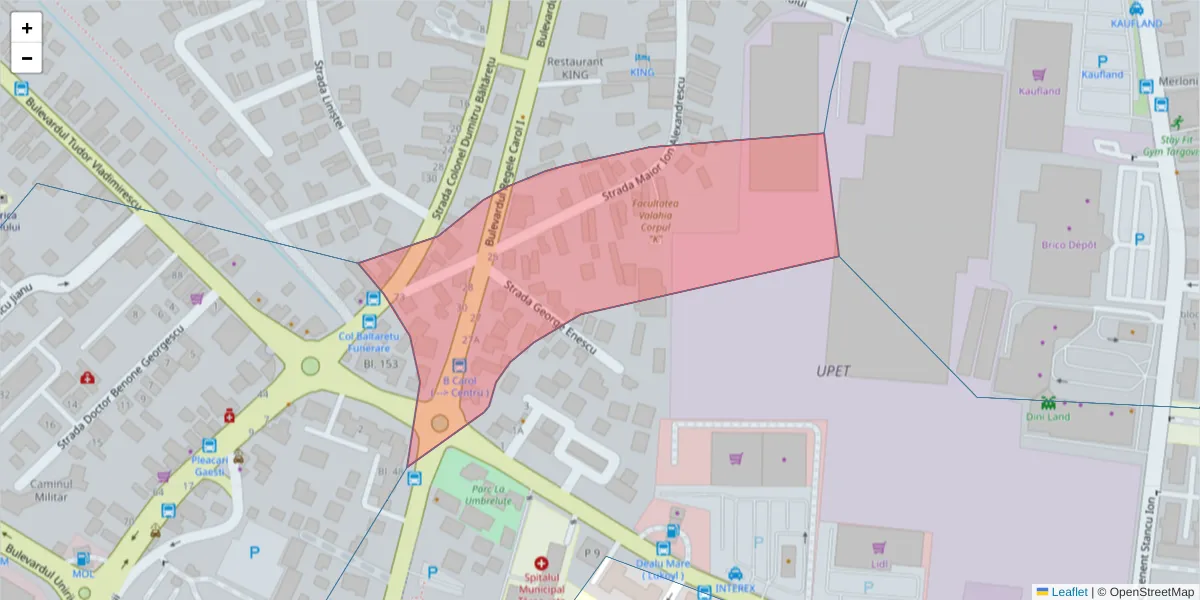 Hartă a codului poștal  și a codurilor poștale învecinate