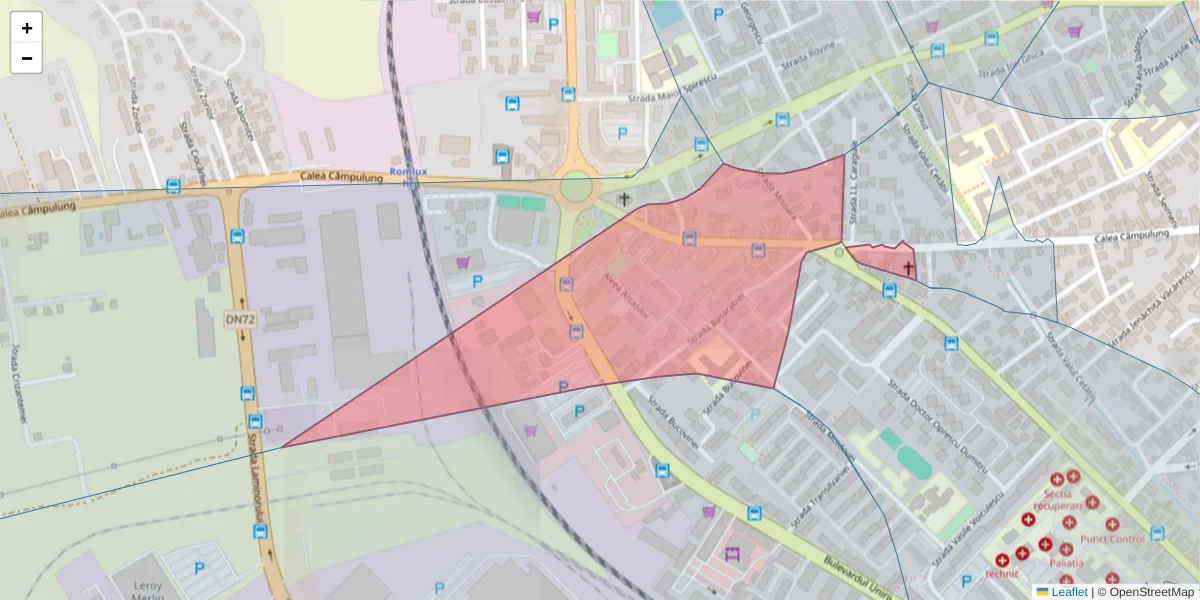 Hartă a codului poștal  și a codurilor poștale învecinate