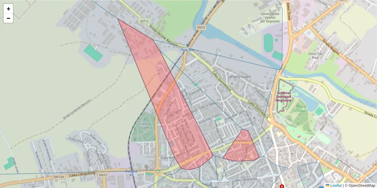 Hartă a codului poștal  și a codurilor poștale învecinate