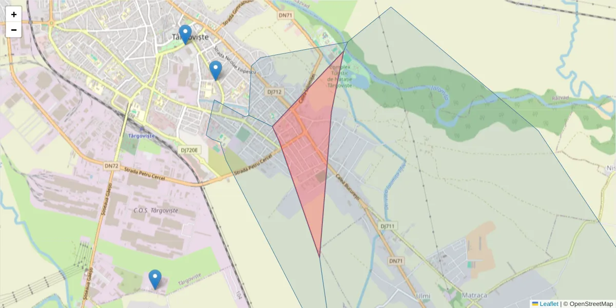 Hartă a codului poștal  și a codurilor poștale învecinate