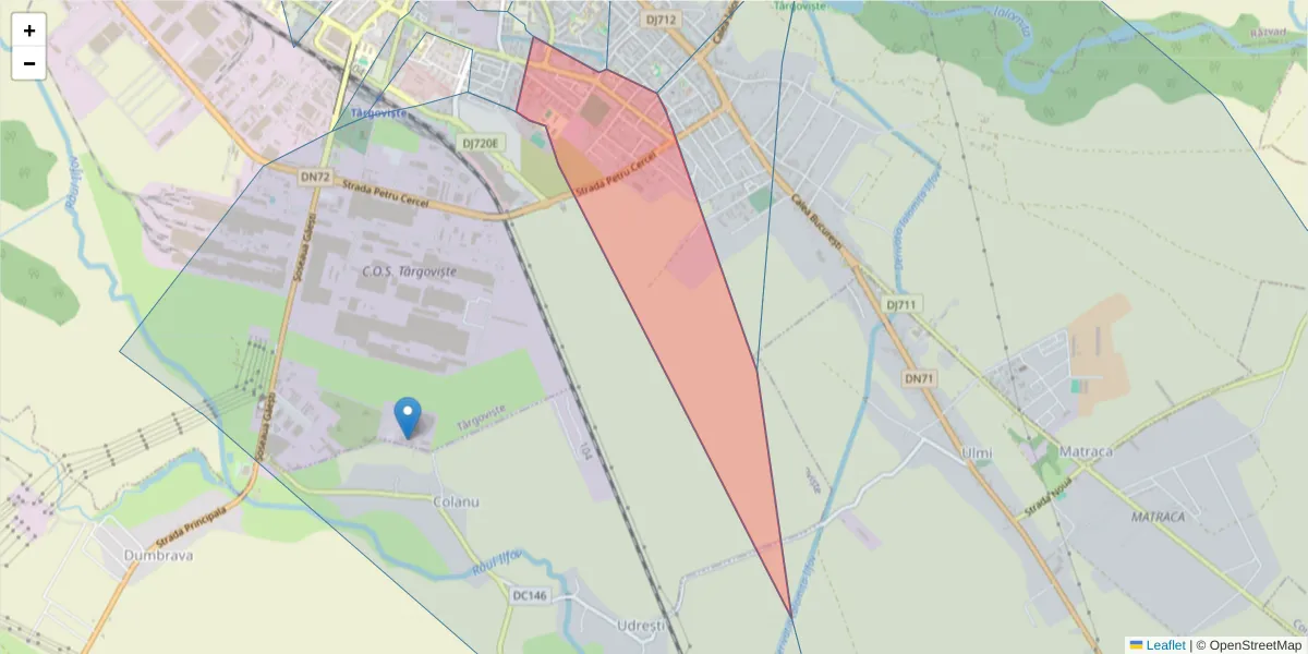 Hartă a codului poștal  și a codurilor poștale învecinate