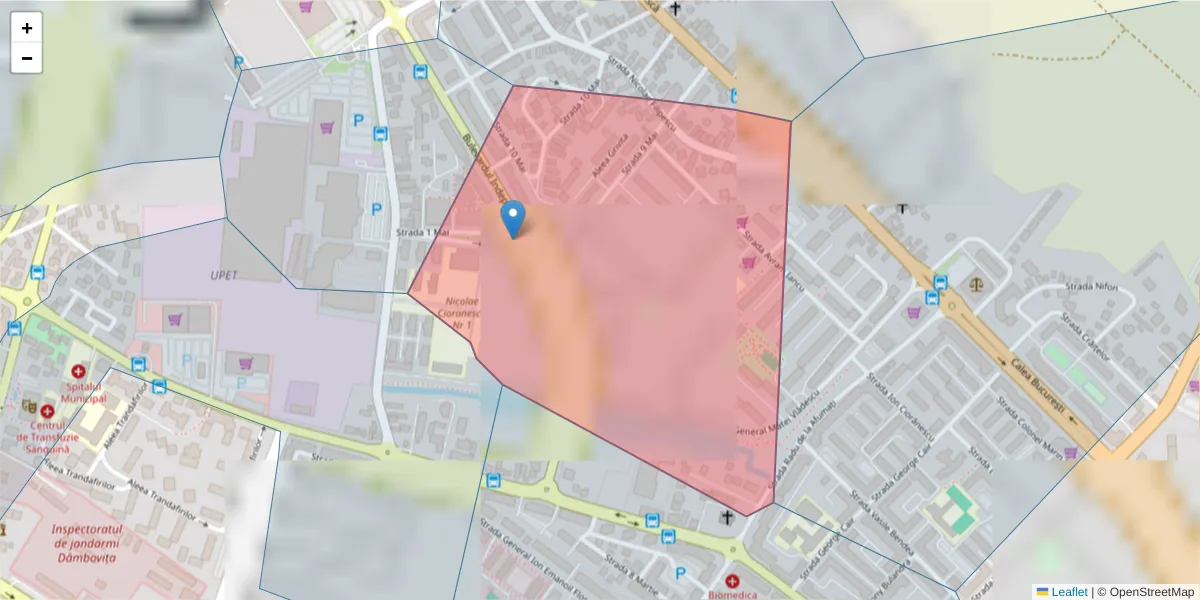 Hartă a codului poștal  și a codurilor poștale învecinate