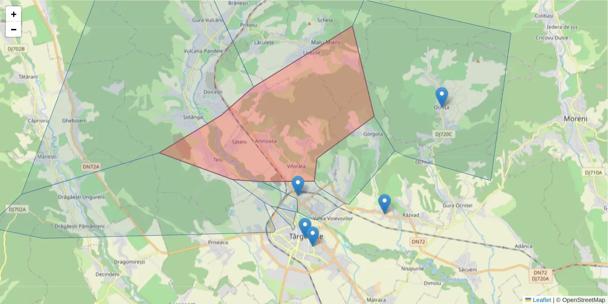 Hartă a codului poștal  și a codurilor poștale învecinate