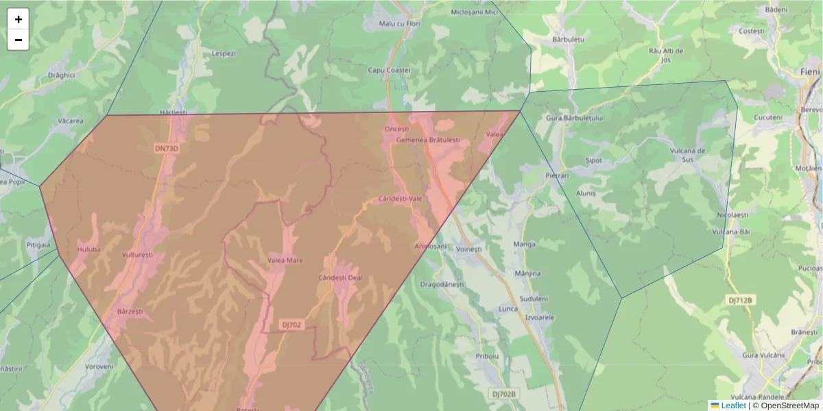 Hartă a codului poștal  și a codurilor poștale învecinate