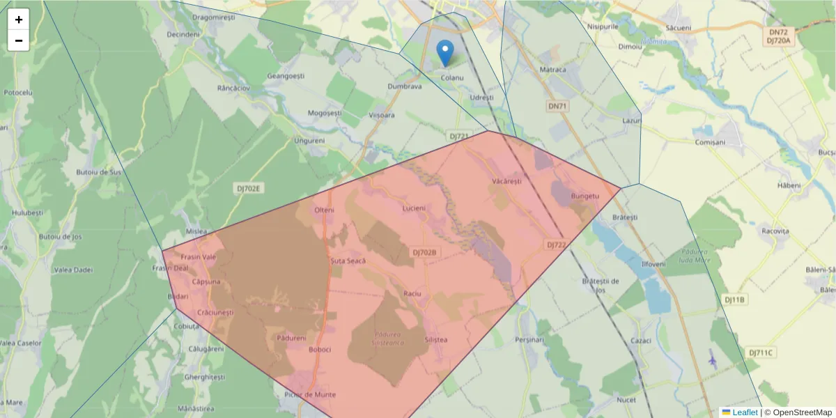 Hartă a codului poștal  și a codurilor poștale învecinate