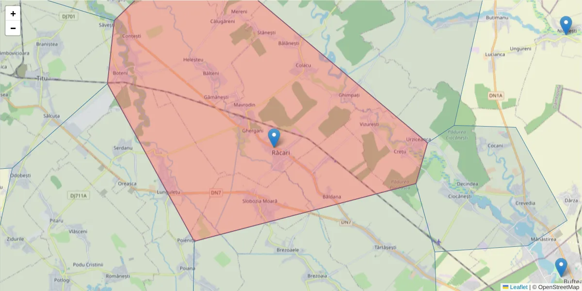 Hartă a codului poștal  și a codurilor poștale învecinate