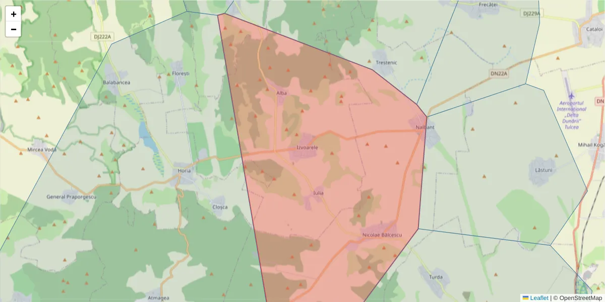 Hartă a codului poștal  și a codurilor poștale învecinate