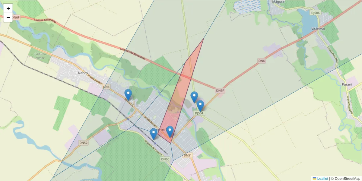 Hartă a codului poștal  și a codurilor poștale învecinate