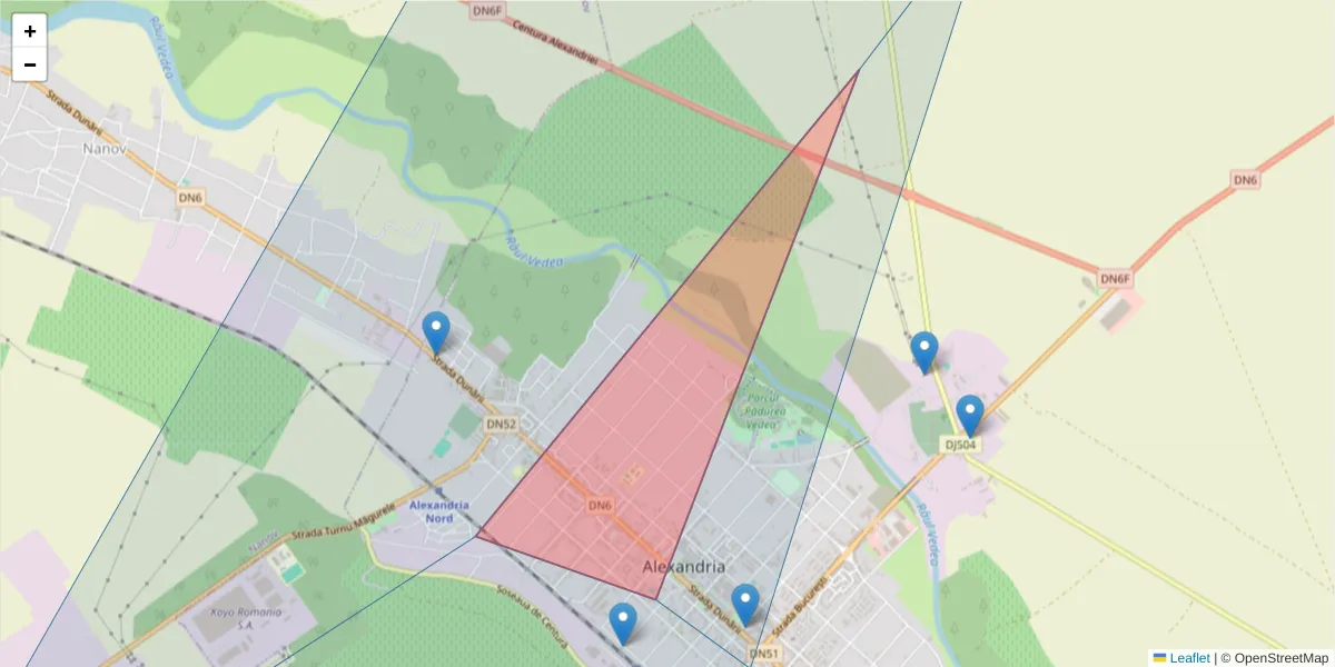 Hartă a codului poștal  și a codurilor poștale învecinate