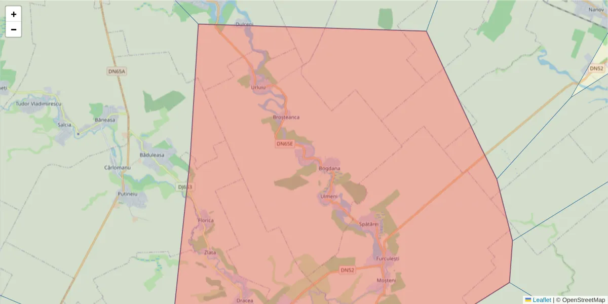 Hartă a codului poștal  și a codurilor poștale învecinate