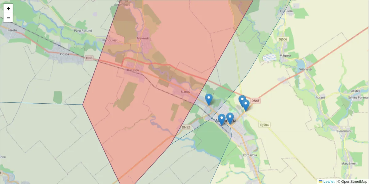 Hartă a codului poștal  și a codurilor poștale învecinate