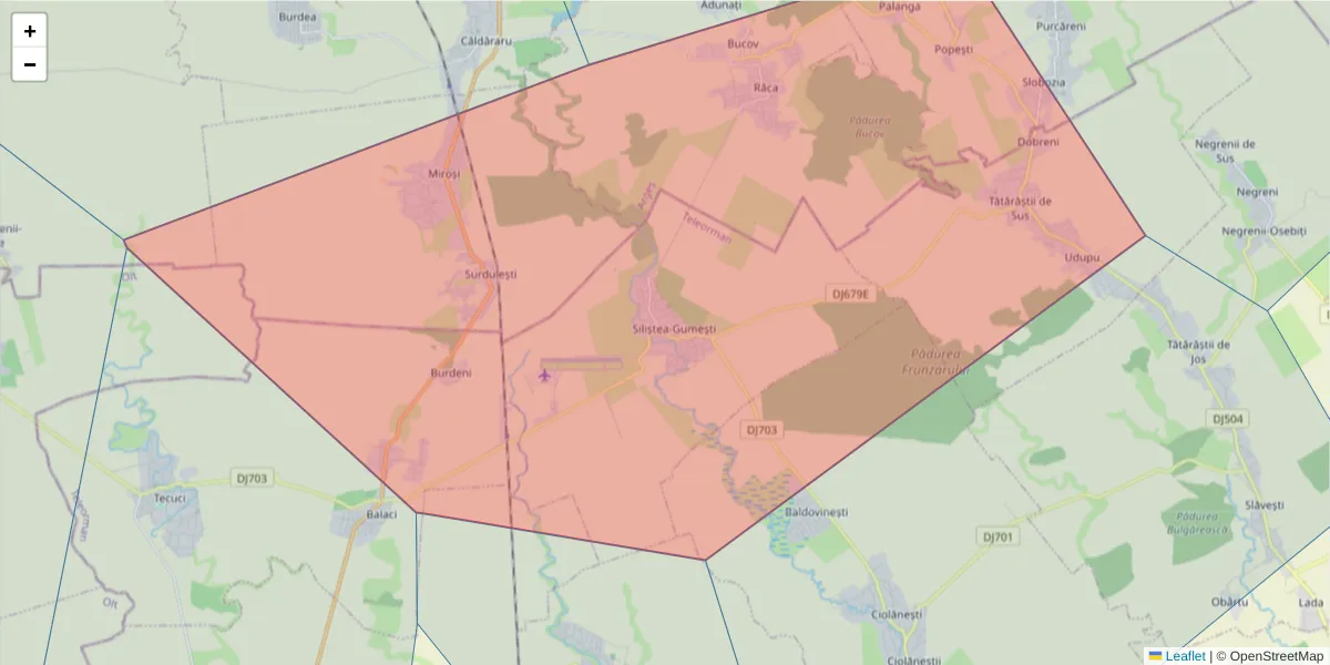 Hartă a codului poștal  și a codurilor poștale învecinate