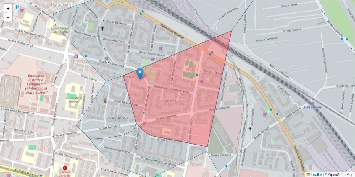 Hartă a codului poștal  și a codurilor poștale învecinate