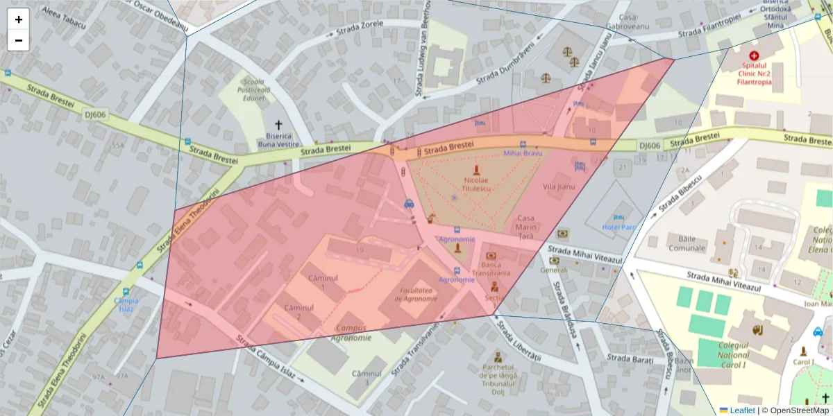 Hartă a codului poștal  și a codurilor poștale învecinate