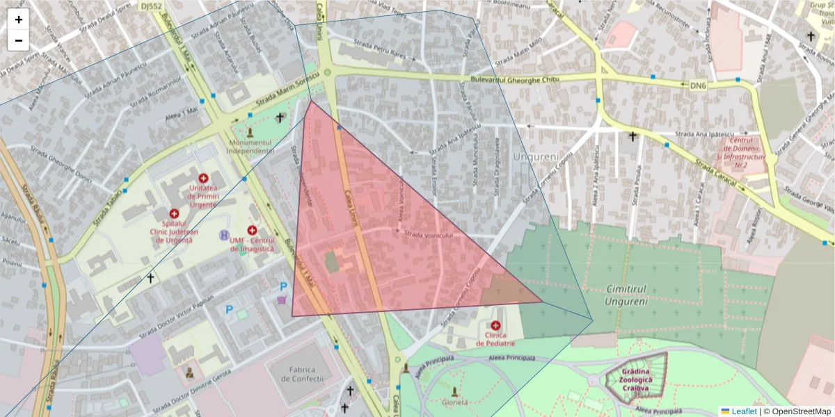 Hartă a codului poștal  și a codurilor poștale învecinate