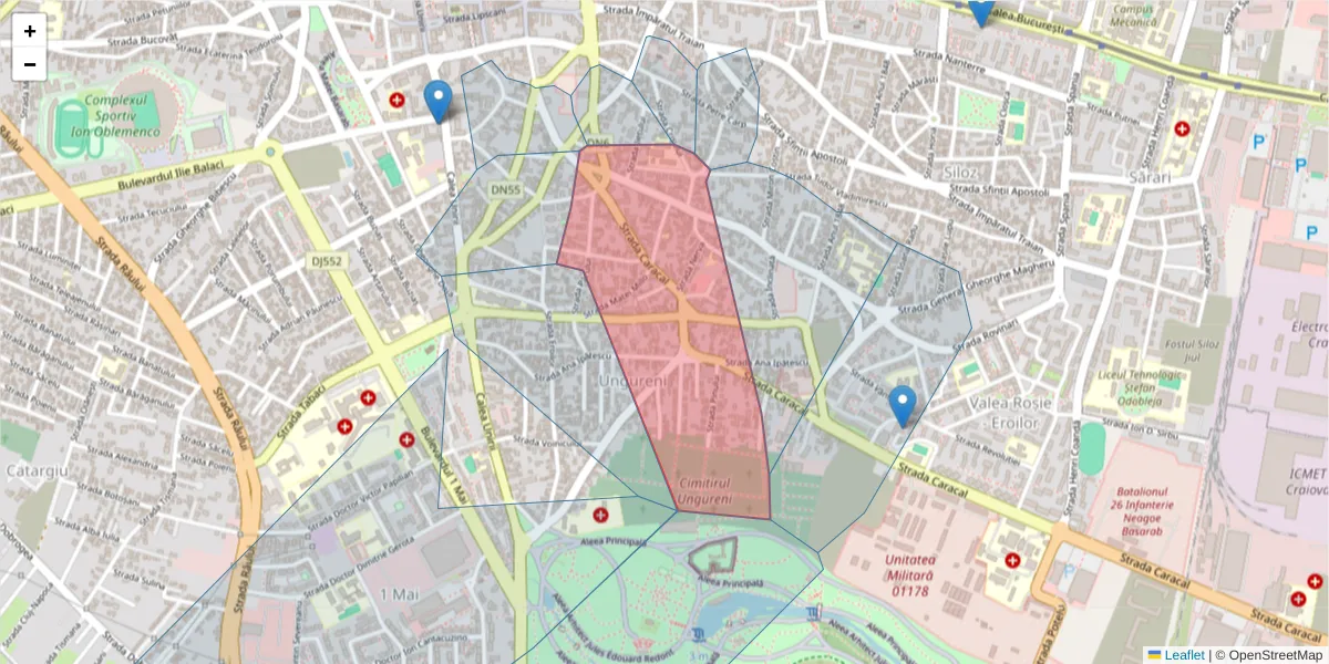 Hartă a codului poștal  și a codurilor poștale învecinate