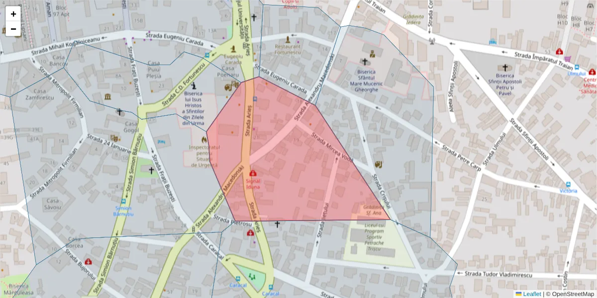 Hartă a codului poștal  și a codurilor poștale învecinate