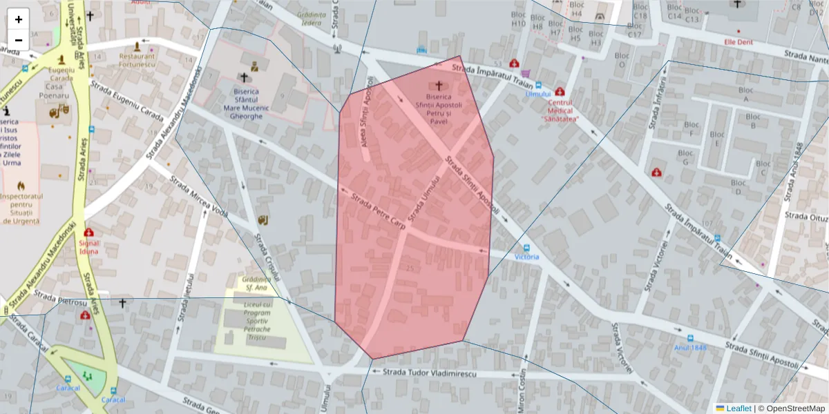 Hartă a codului poștal  și a codurilor poștale învecinate