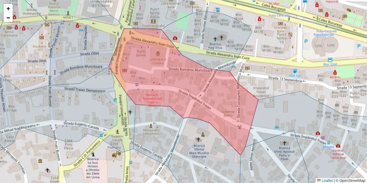 Hartă a codului poștal  și a codurilor poștale învecinate