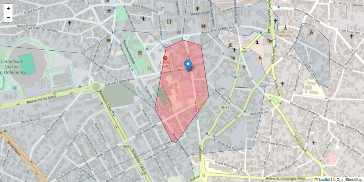 Hartă a codului poștal  și a codurilor poștale învecinate