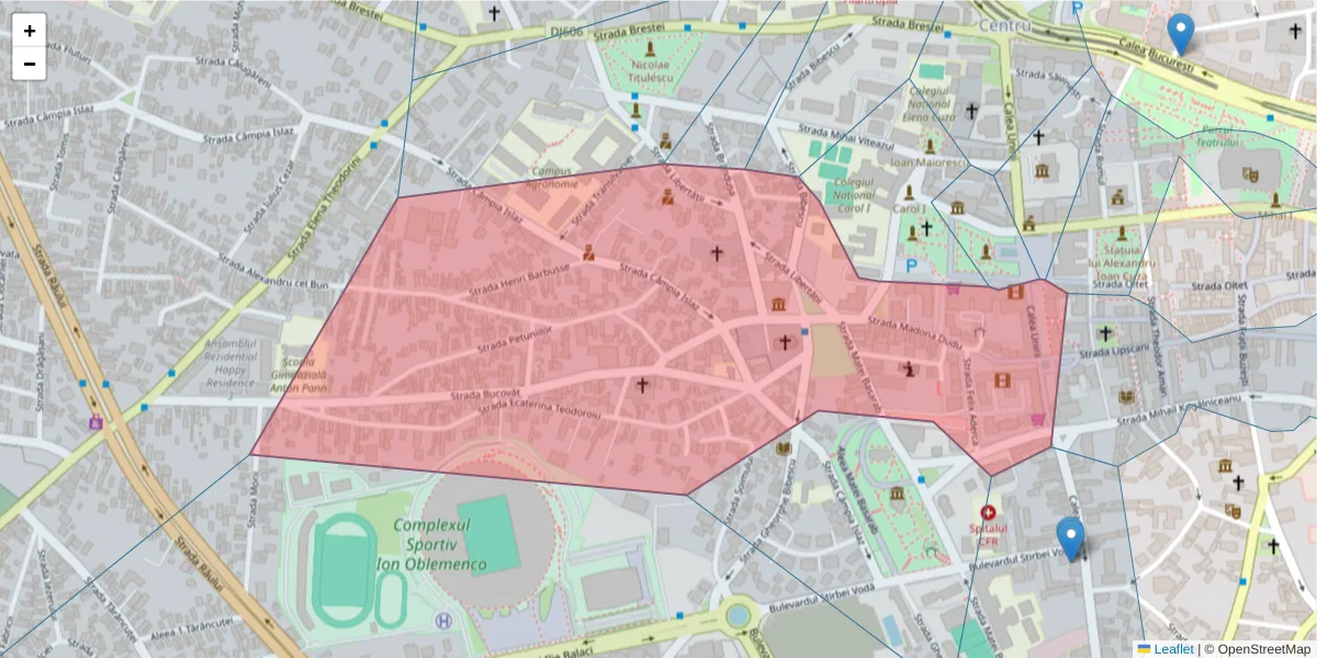 Hartă a codului poștal  și a codurilor poștale învecinate