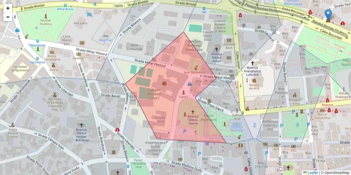 Hartă a codului poștal  și a codurilor poștale învecinate