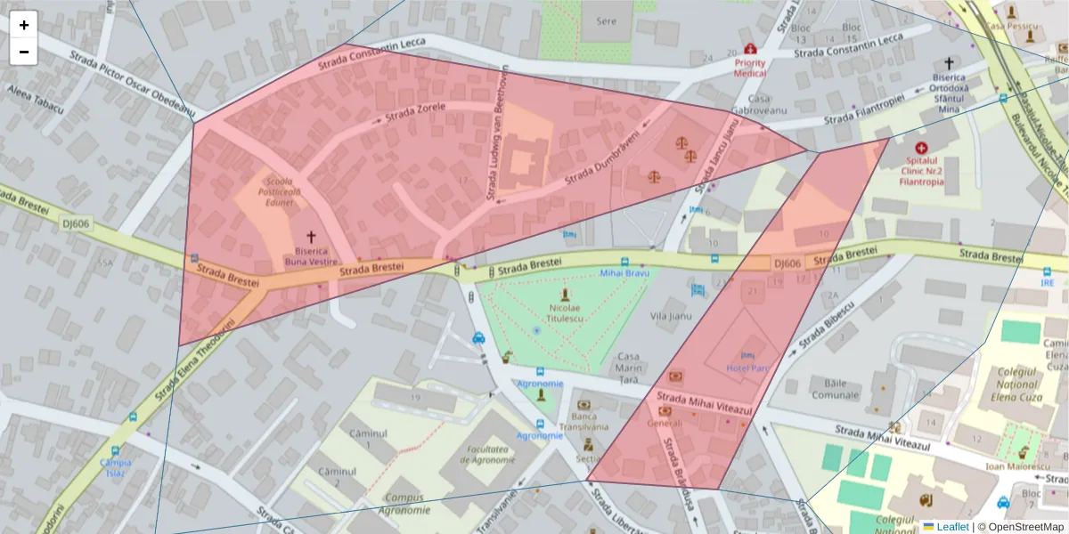 Hartă a codului poștal  și a codurilor poștale învecinate