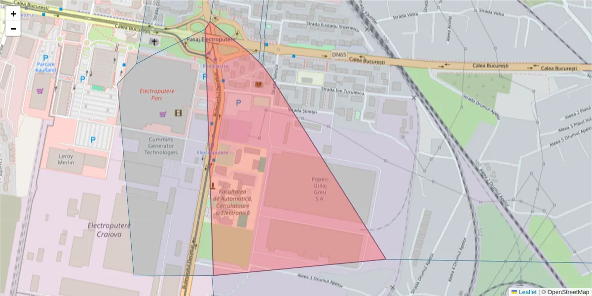 Hartă a codului poștal  și a codurilor poștale învecinate