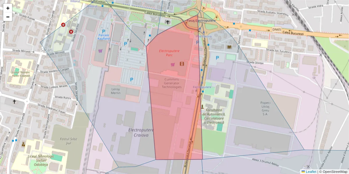 Hartă a codului poștal  și a codurilor poștale învecinate