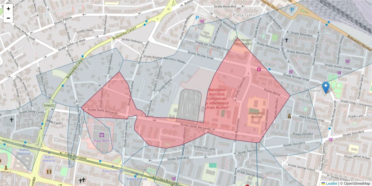Hartă a codului poștal  și a codurilor poștale învecinate