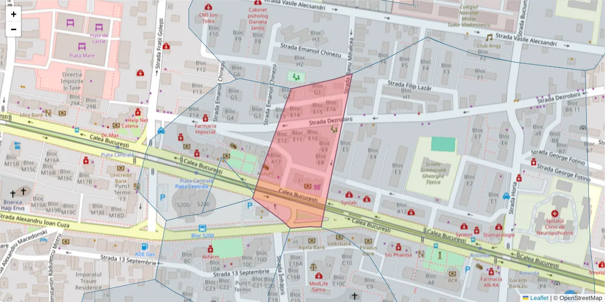 Hartă a codului poștal  și a codurilor poștale învecinate